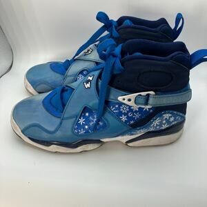 Nike Air Jordan 8 Retro GS Snowflake Blue White 305368-400 Youth Size 4.5Y Rare‎